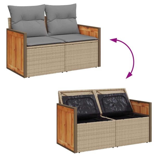 Loungeset Met Kussens Poly Rattan - Afbeelding 10