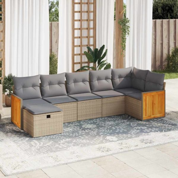 Loungeset Met Kussens Poly Rattan - Afbeelding 21