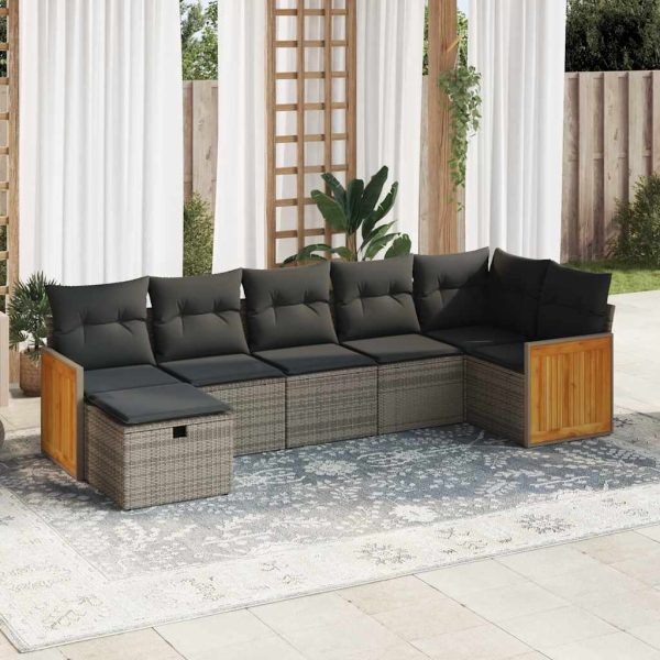 Loungeset Met Kussens Poly Rattan - Afbeelding 19