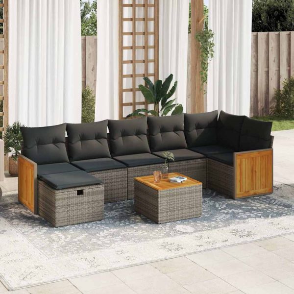 Loungeset Met Kussens Poly Rattan - Afbeelding 15