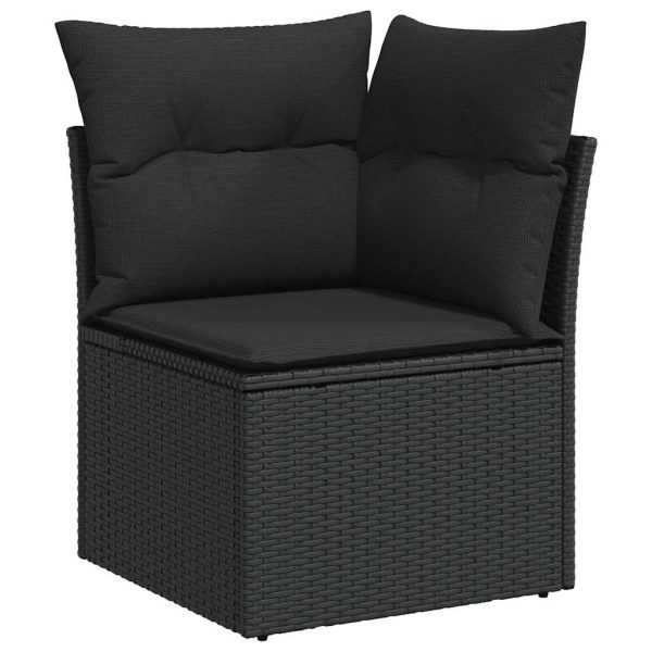 11-Delige Loungeset Met Kussens Poly Rattan Zwart - Afbeelding 5