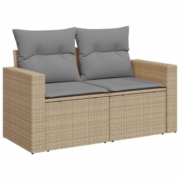 11-Delige Tuinset Met Kussens Poly Rattan Beige - Afbeelding 3