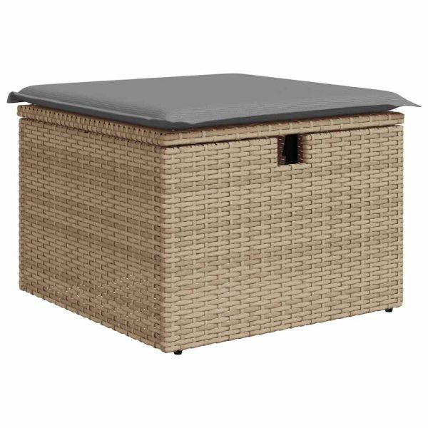 11-Delige Tuinset Met Kussens Poly Rattan Beige - Afbeelding 6