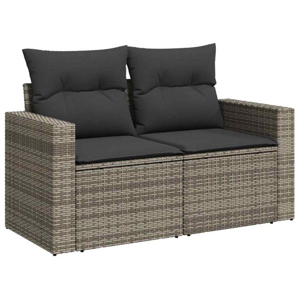 11-Delige Loungeset Met Kussens Poly Rattan Grijs - Afbeelding 3