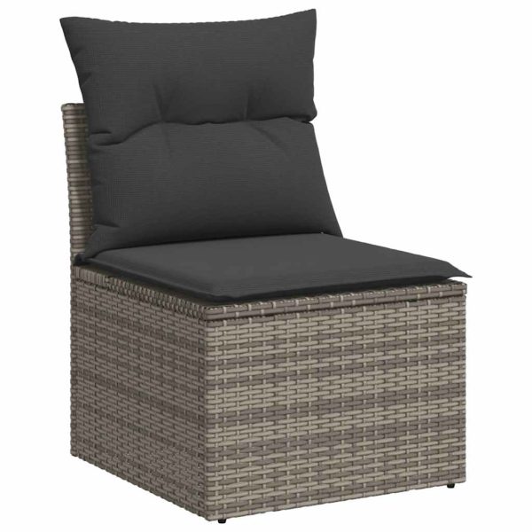 11-Delige Loungeset Met Kussens Poly Rattan Grijs - Afbeelding 4