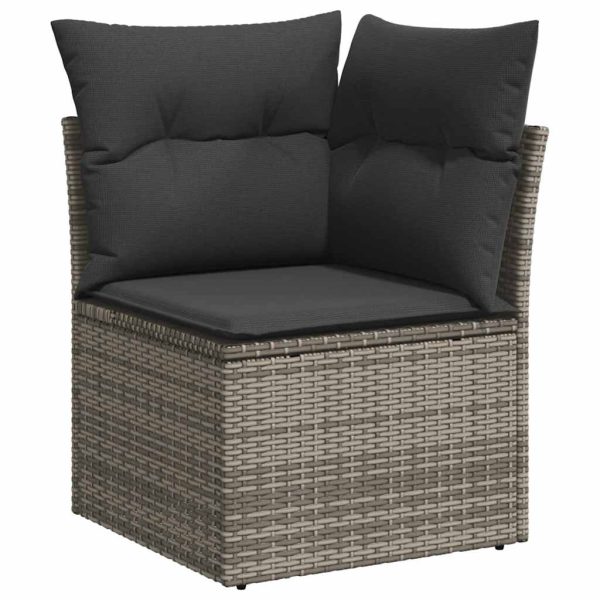 11-Delige Loungeset Met Kussens Poly Rattan Grijs - Afbeelding 5