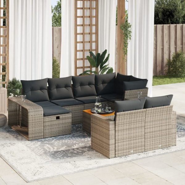 11-Delige Loungeset Met Kussens Poly Rattan Grijs