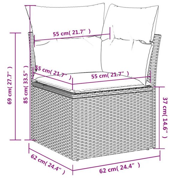 5-Delige Loungeset Met Kussens Poly Rattan - Afbeelding 12