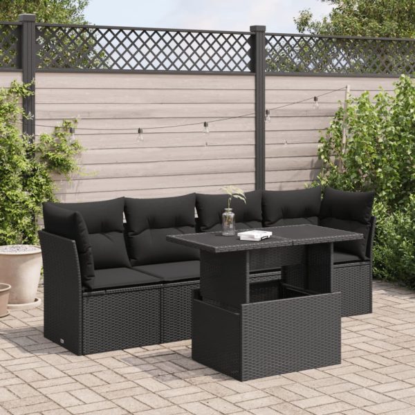 5-Delige Loungeset Met Kussens Poly Rattan