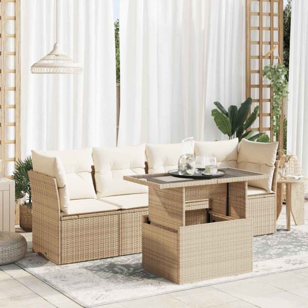 5-Delige Loungeset Met Kussens Poly Rattan - Afbeelding 16