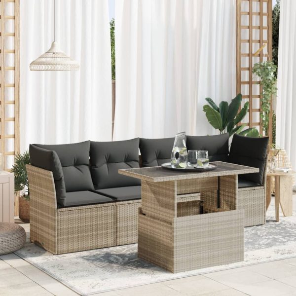 5-Delige Loungeset Met Kussens Poly Rattan - Afbeelding 18