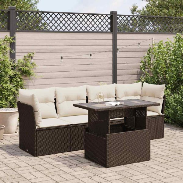 5-Delige Loungeset Met Kussens Poly Rattan - Afbeelding 15