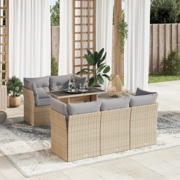 6-Delige Loungeset Met Kussens Poly Rattan - Afbeelding 17