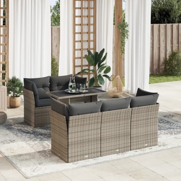 6-Delige Loungeset Met Kussens Poly Rattan - Afbeelding 16