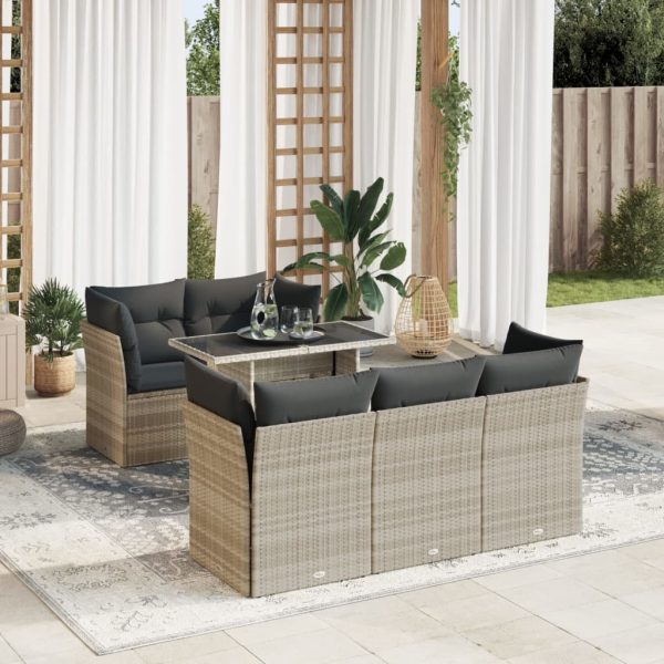 6-Delige Loungeset Met Kussens Poly Rattan - Afbeelding 15