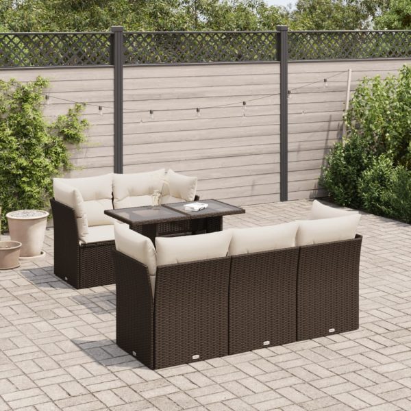 6-Delige Loungeset Met Kussens Poly Rattan - Afbeelding 13