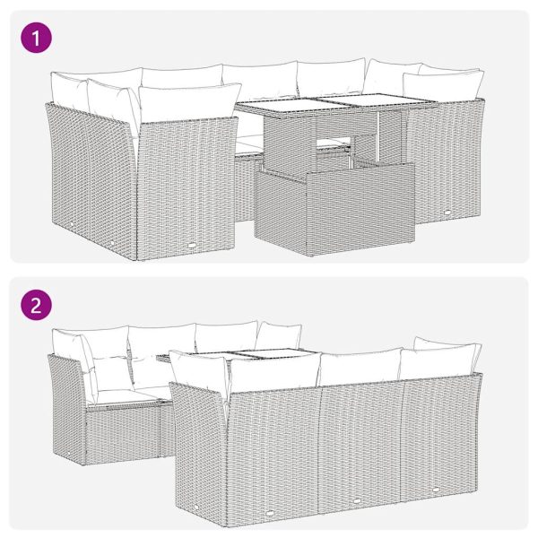 7-Delige Loungeset Met Kussens Poly Rattan - Afbeelding 6