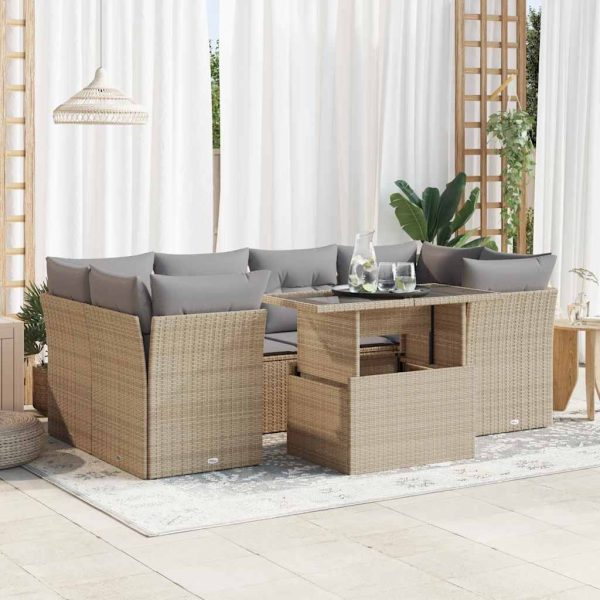 7-Delige Loungeset Met Kussens Poly Rattan - Afbeelding 13