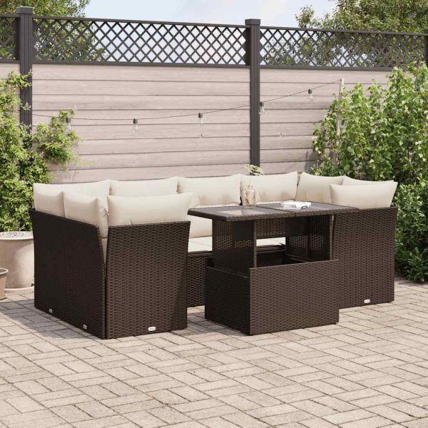 7-Delige Loungeset Met Kussens Poly Rattan - Afbeelding 16