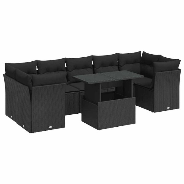 8-Delige Loungeset Met Kussens Poly Rattan - Afbeelding 2