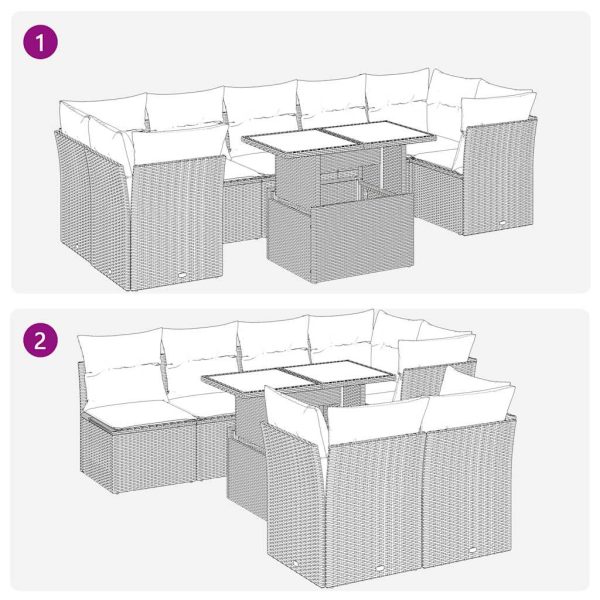 8-Delige Loungeset Met Kussens Poly Rattan - Afbeelding 9