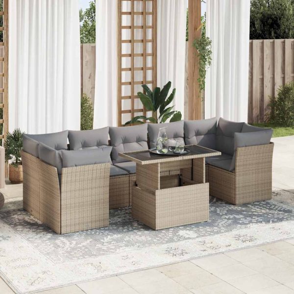 8-Delige Loungeset Met Kussens Poly Rattan - Afbeelding 13