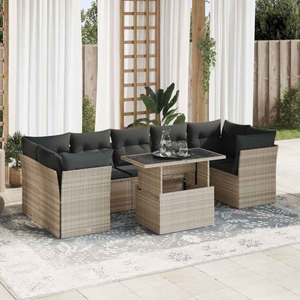 8-Delige Loungeset Met Kussens Poly Rattan - Afbeelding 16