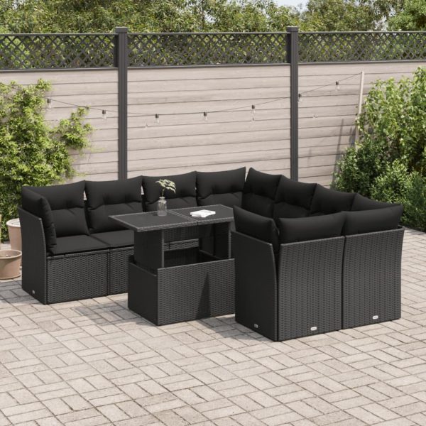 9-Delige Loungeset Met Kussens Poly Rattan