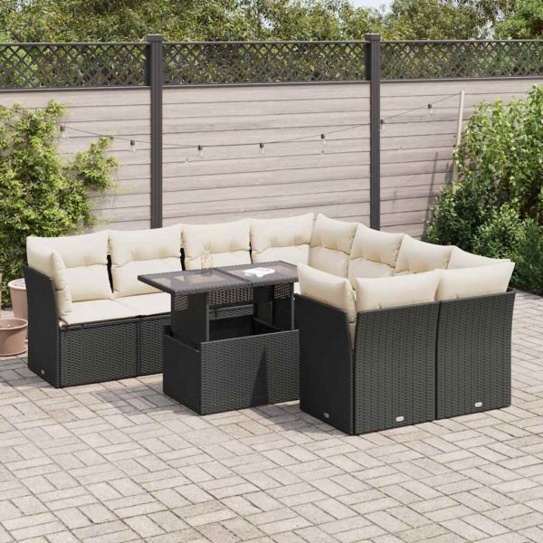 9-Delige Loungeset Met Kussens Poly Rattan - Afbeelding 14