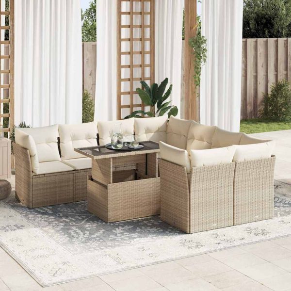 9-Delige Loungeset Met Kussens Poly Rattan - Afbeelding 17