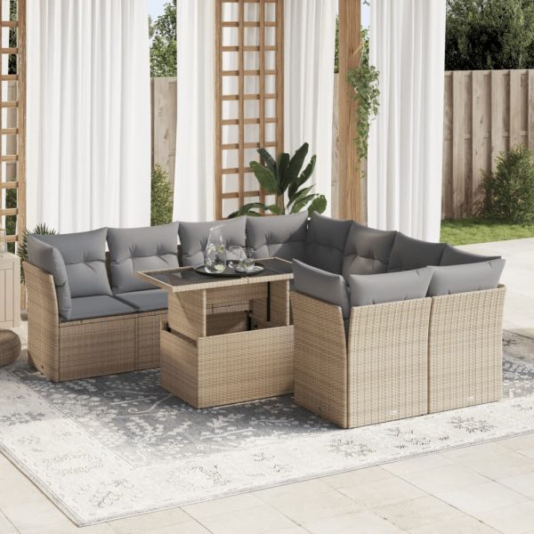 9-Delige Loungeset Met Kussens Poly Rattan - Afbeelding 15