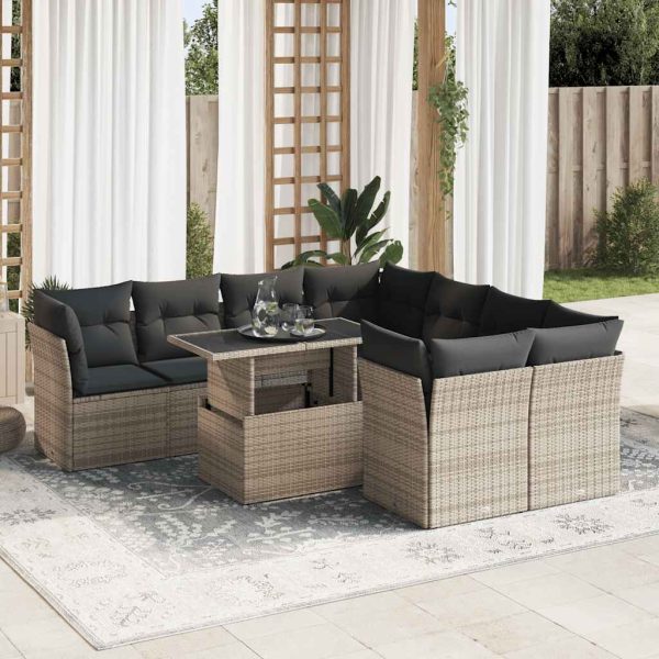 9-Delige Loungeset Met Kussens Poly Rattan - Afbeelding 13