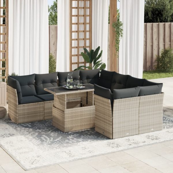 9-Delige Loungeset Met Kussens Poly Rattan - Afbeelding 16