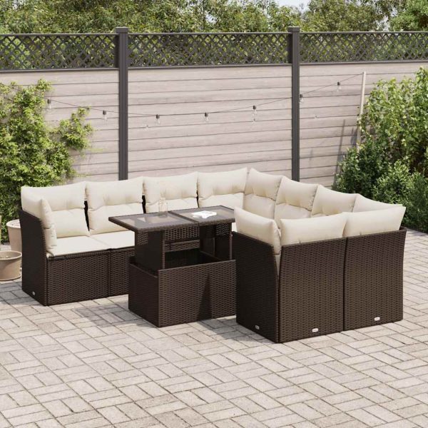 9-Delige Loungeset Met Kussens Poly Rattan - Afbeelding 18