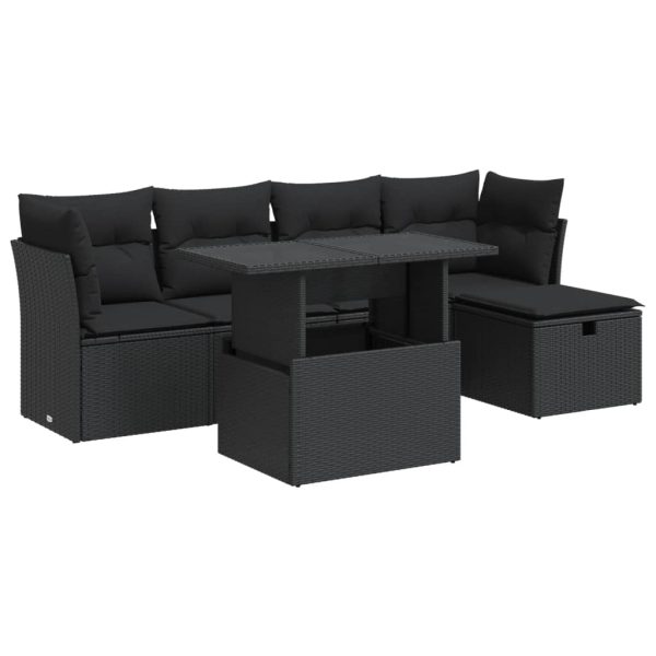 6-Delige Loungeset Met Kussens Poly Rattan - Afbeelding 2