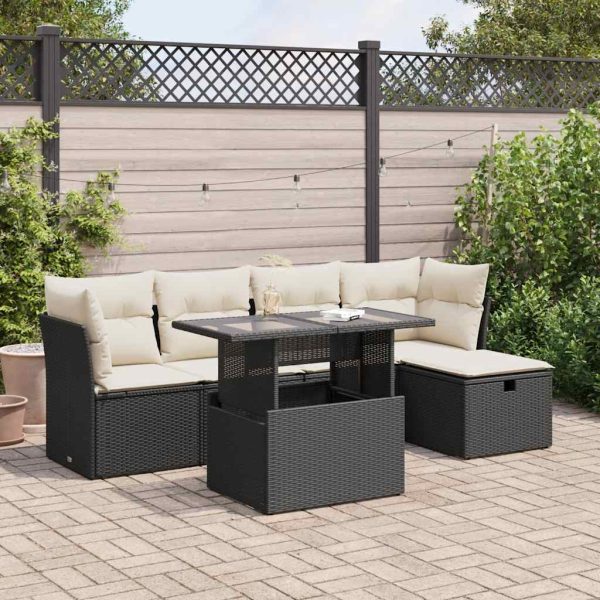 6-Delige Loungeset Met Kussens Poly Rattan - Afbeelding 14