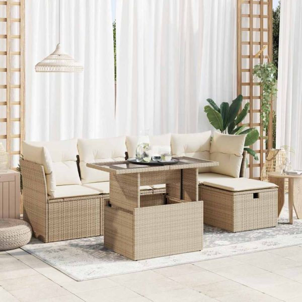 6-Delige Loungeset Met Kussens Poly Rattan - Afbeelding 16