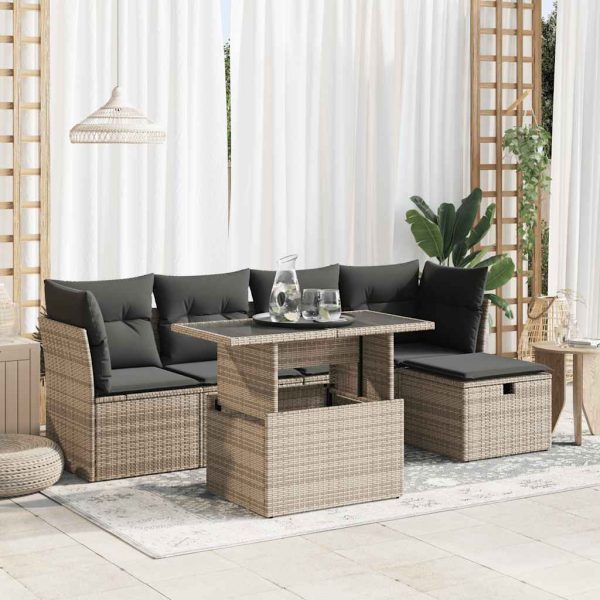 6-Delige Loungeset Met Kussens Poly Rattan - Afbeelding 18