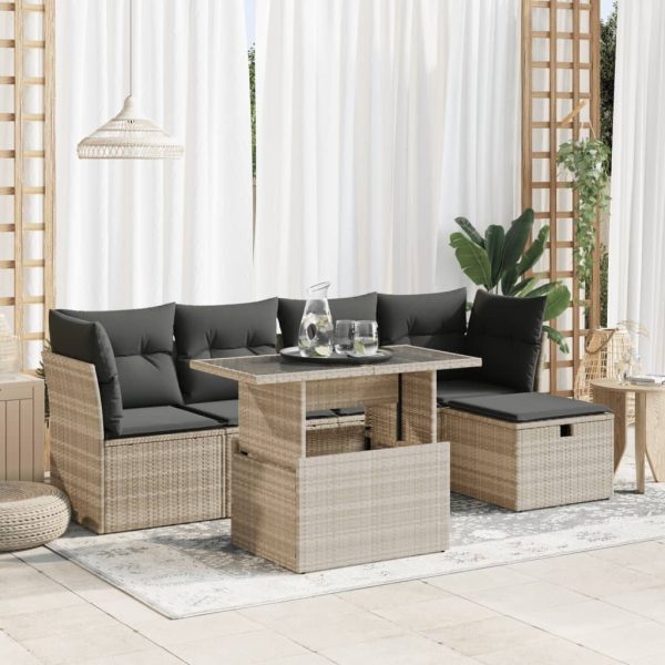 6-Delige Loungeset Met Kussens Poly Rattan - Afbeelding 17