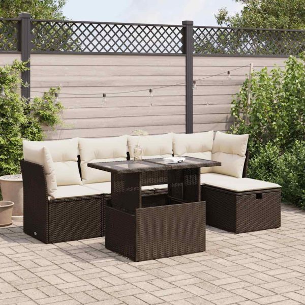 6-Delige Loungeset Met Kussens Poly Rattan - Afbeelding 15