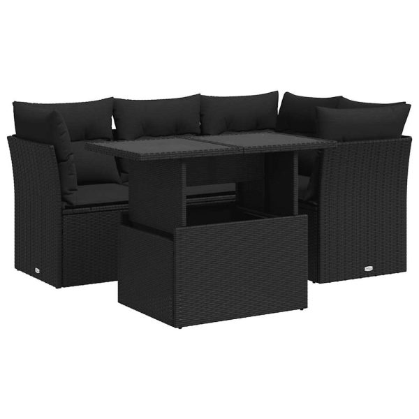 5-Delige Loungeset Met Kussens Poly Rattan - Afbeelding 2