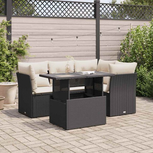 5-Delige Loungeset Met Kussens Poly Rattan - Afbeelding 17