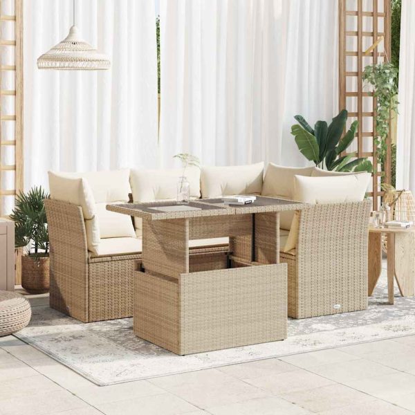 5-Delige Loungeset Met Kussens Poly Rattan - Afbeelding 18