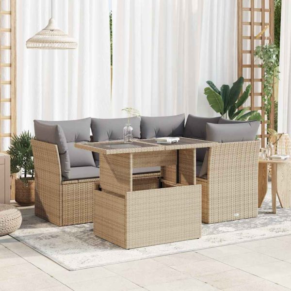 5-Delige Loungeset Met Kussens Poly Rattan - Afbeelding 13