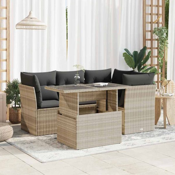 5-Delige Loungeset Met Kussens Poly Rattan - Afbeelding 15