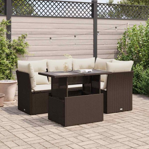 5-Delige Loungeset Met Kussens Poly Rattan - Afbeelding 16