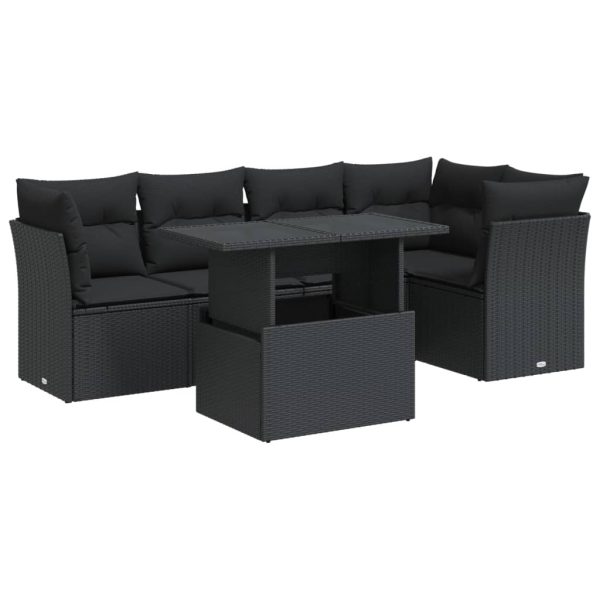 6-Delige Loungeset Met Kussens Poly Rattan - Afbeelding 2