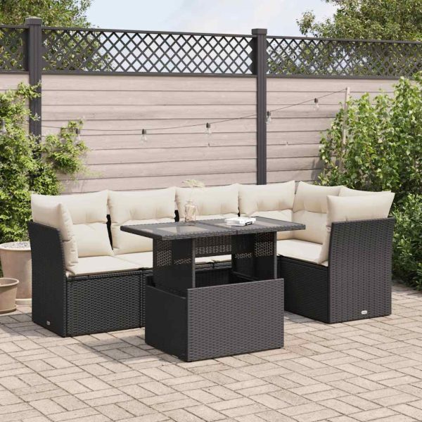 6-Delige Loungeset Met Kussens Poly Rattan - Afbeelding 13