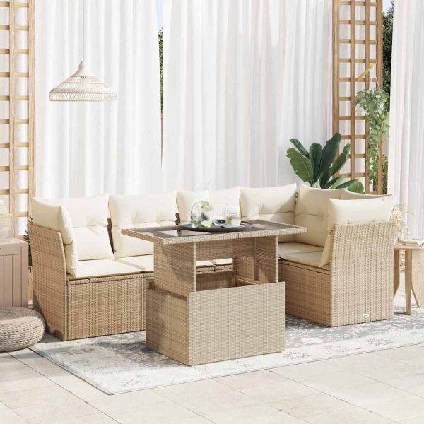 6-Delige Loungeset Met Kussens Poly Rattan - Afbeelding 15