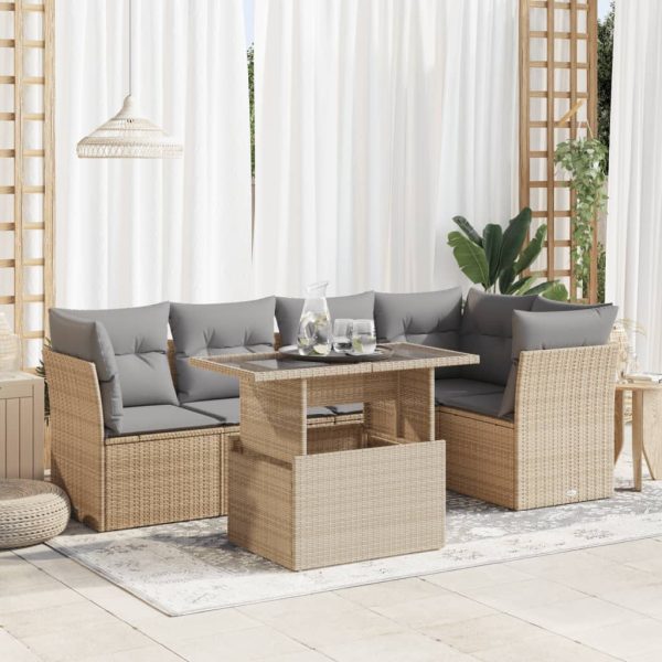 6-Delige Loungeset Met Kussens Poly Rattan - Afbeelding 17